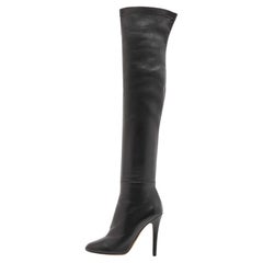 Jimmy Choo Black Leather Knee Length Boots Size 38