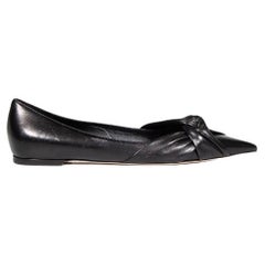 Jimmy Choo Black Leather Knot Detail Hedera Flats Size IT 41