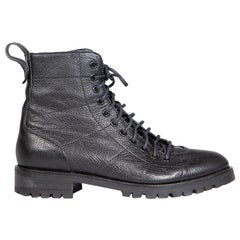 Jimmy Choo Black Leather Lace-Up Combat Boots Size IT 39.5