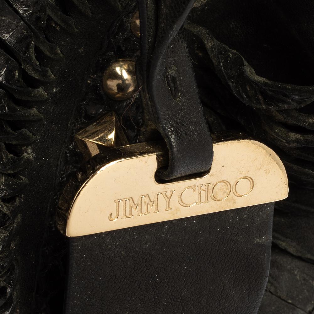 Jimmy Choo Black Leather Lohla Jane Tote In Good Condition In Dubai, Al Qouz 2