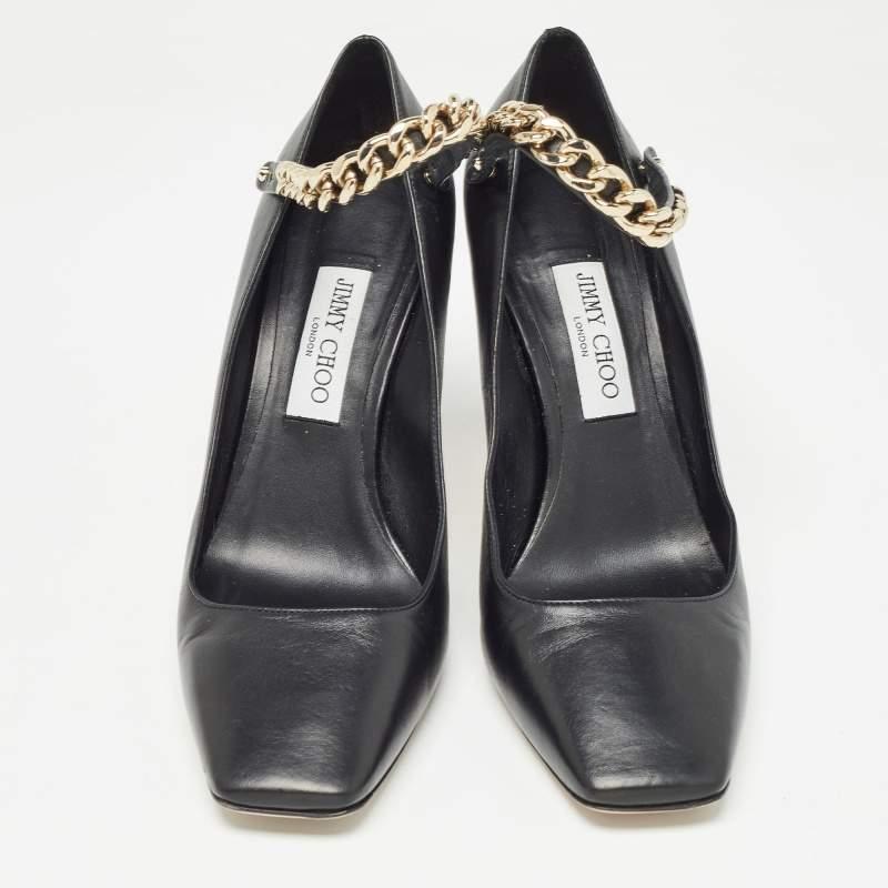 Jimmy Choo Black Leather Malva Pumps Size 41 In Good Condition In Dubai, Al Qouz 2