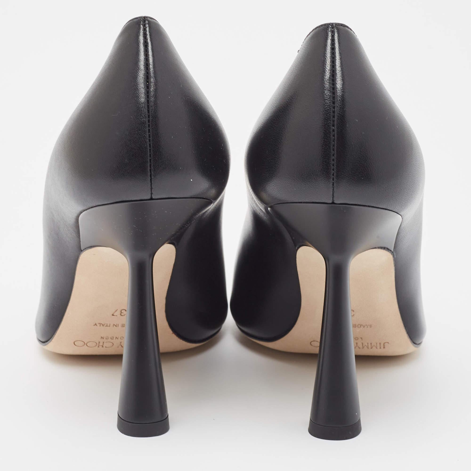 Jimmy Choo Black Leather Maryanne Pumps Size 37 For Sale 1