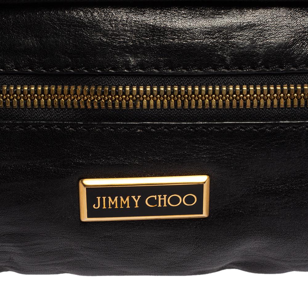 Jimmy Choo Black Leather Mave Foldover Clutch 1