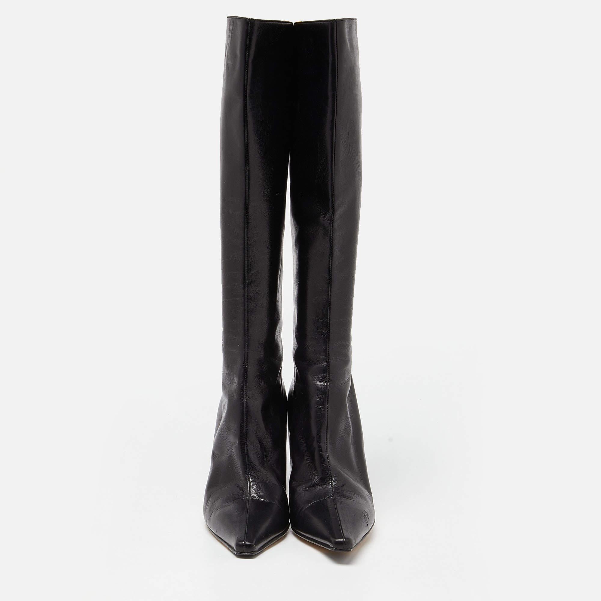 Jimmy Choo Black Leather Midcalf B0ots Size 40 For Sale 1