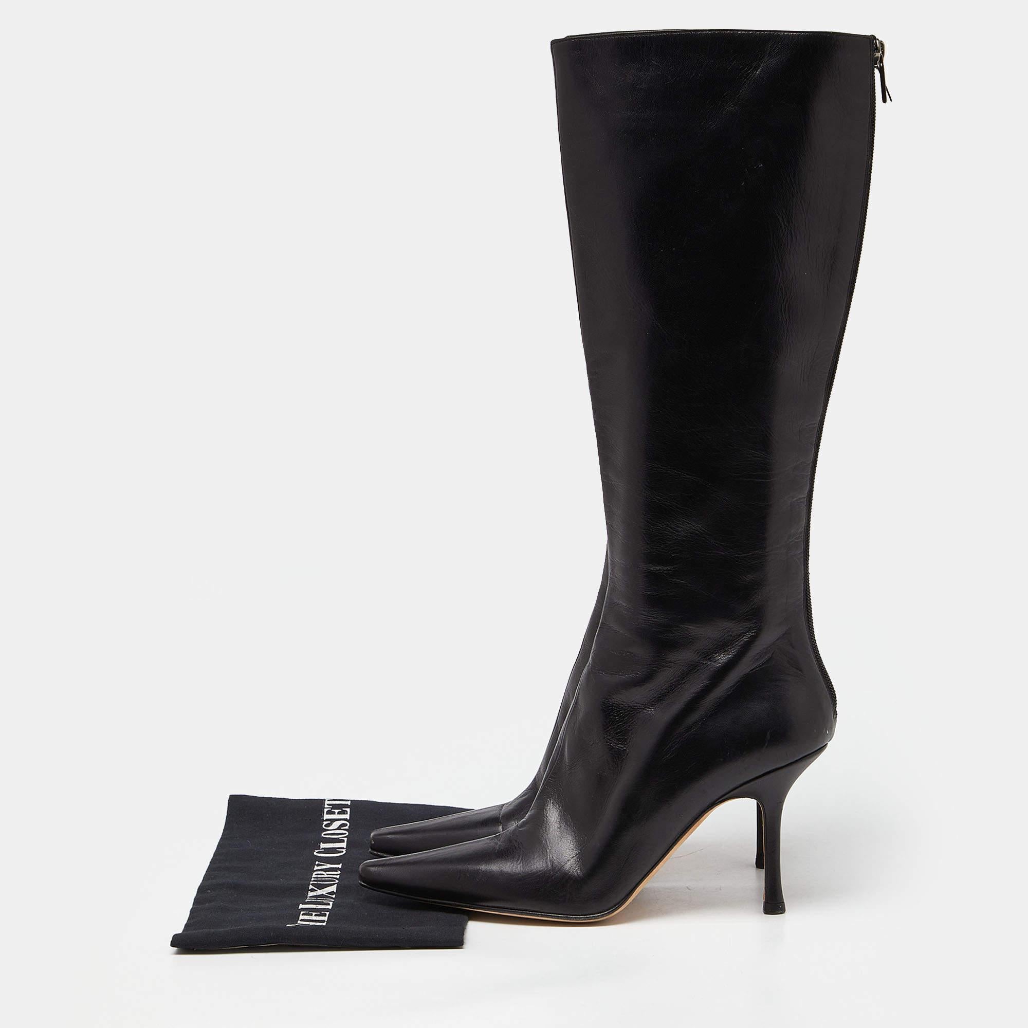 Jimmy Choo Black Leather Midcalf B0ots Size 40 For Sale 5