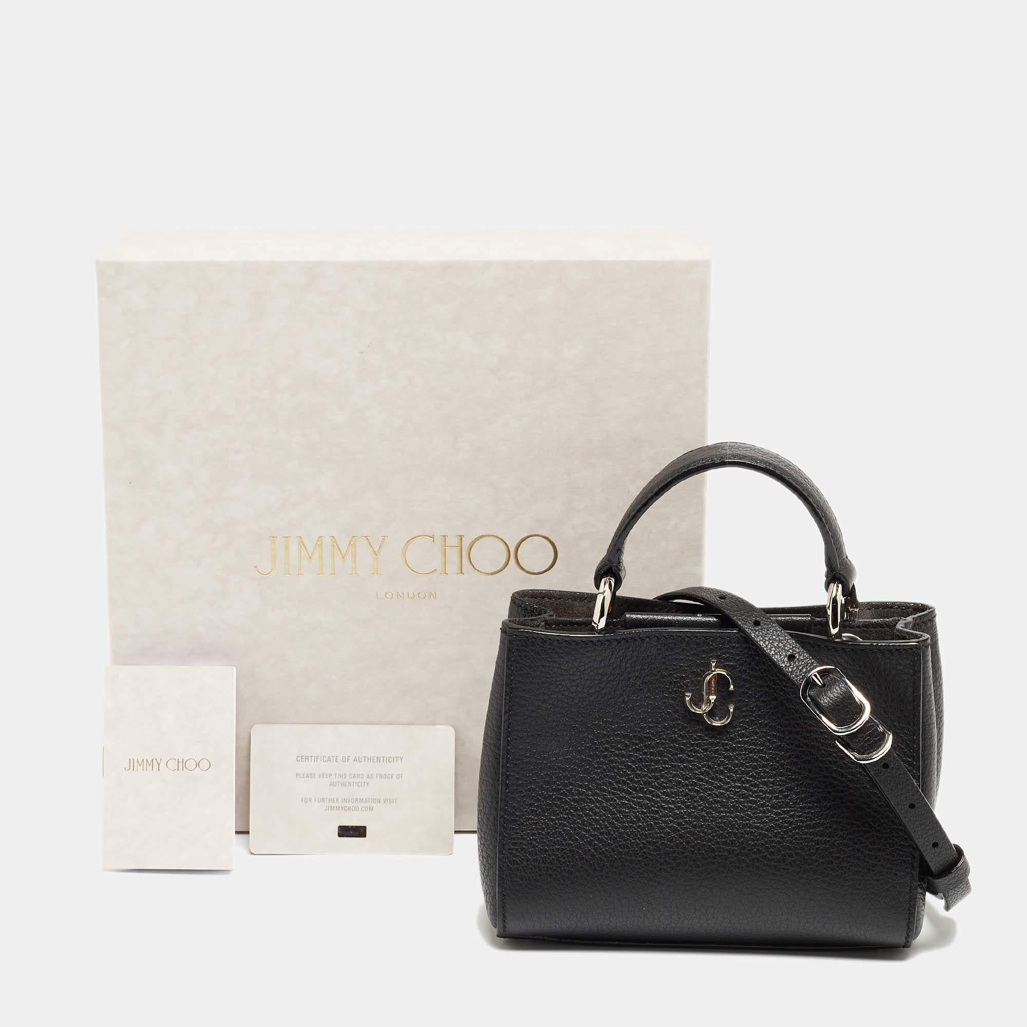 Jimmy Choo Black Leather Mini Varenne Top Handle Bag 10