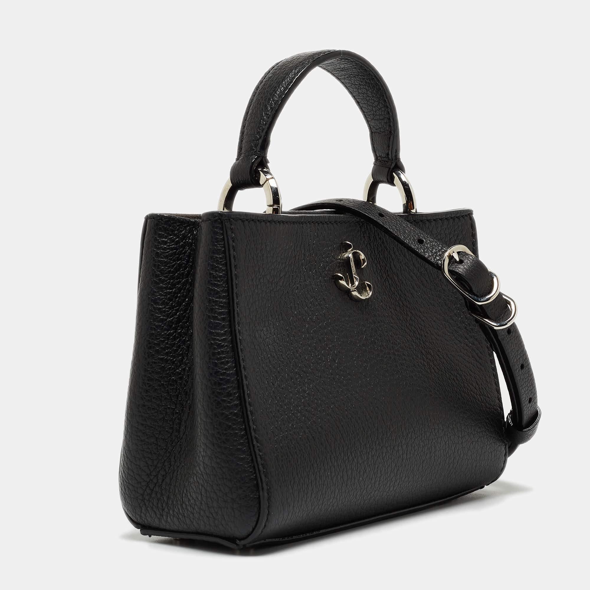 Women's Jimmy Choo Black Leather Mini Varenne Top Handle Bag