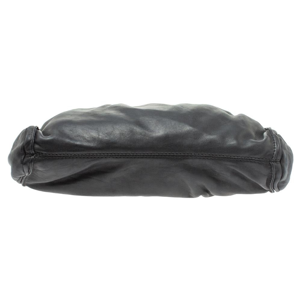 Jimmy Choo Black Leather Oversized Chain Zip Clutch 1