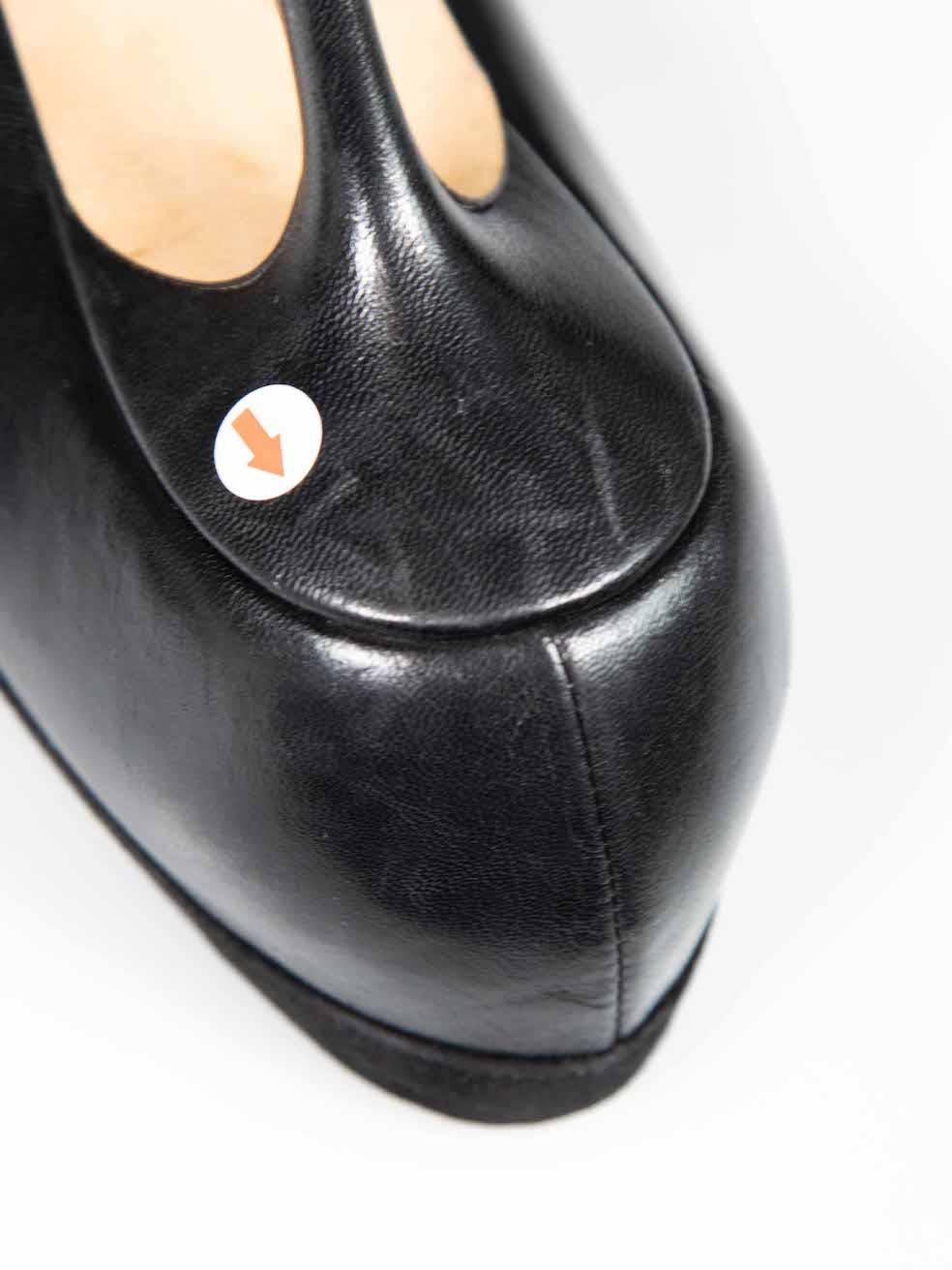 Jimmy Choo Black Leather Peep Toe Mid Heels Size IT 35.5 For Sale 3