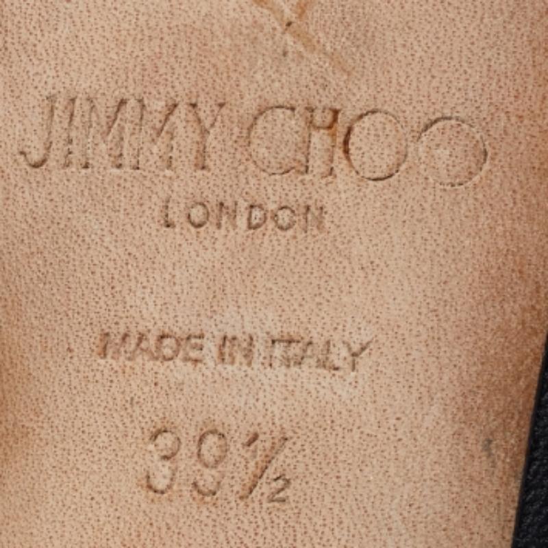Jimmy Choo Black Leather Pointed Toe D'orsay Pumps Size 39.5 In Fair Condition For Sale In Dubai, Al Qouz 2