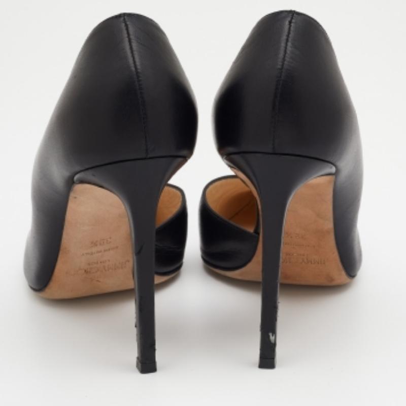Jimmy Choo Black Leather Pointed Toe D'orsay Pumps Size 39.5 For Sale 3