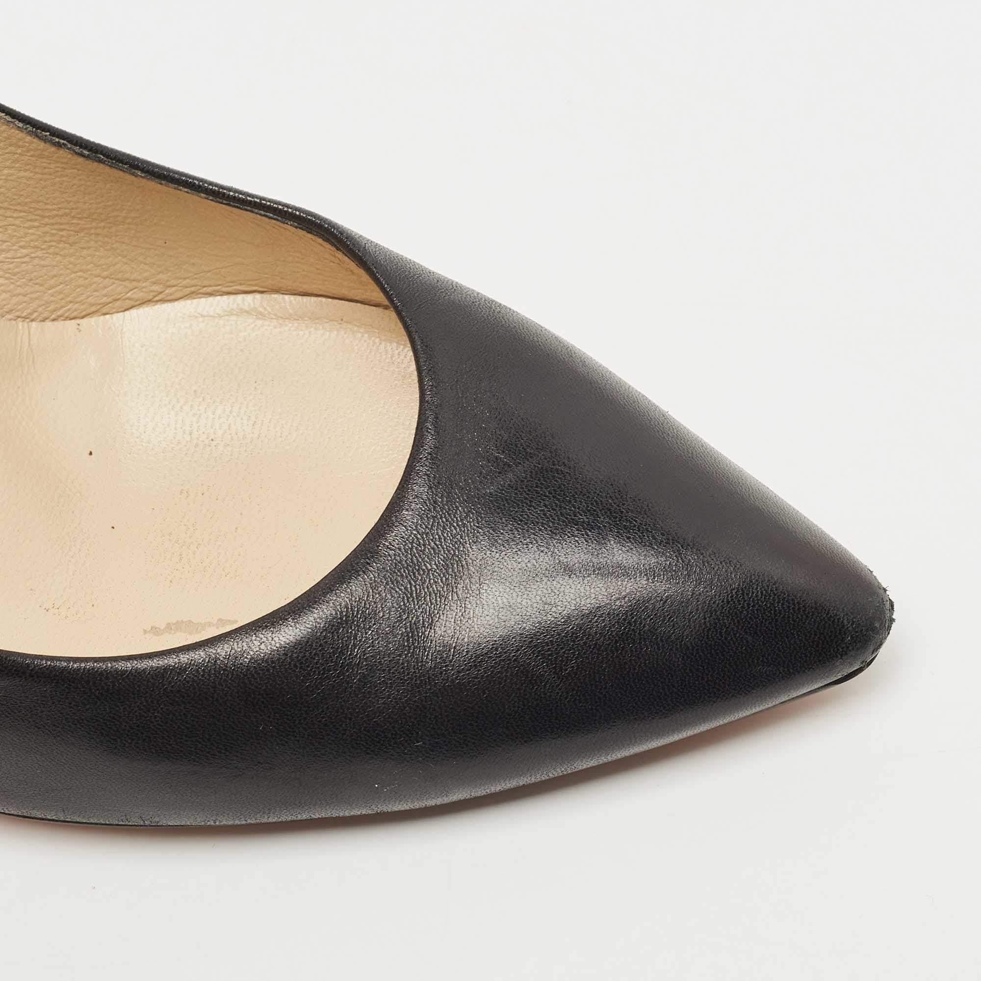 Jimmy Choo - Pompe a punta in pelle nera - Taglia 40 in vendita 2