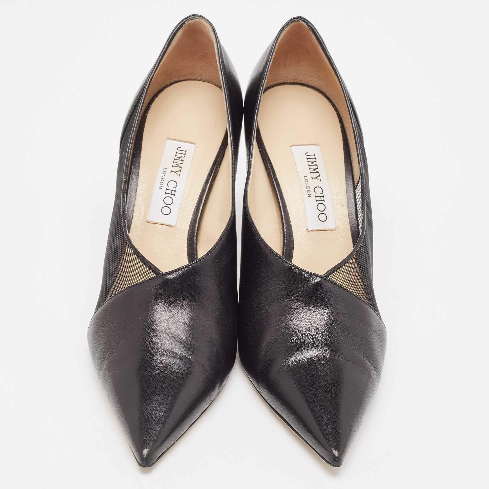 Women's Jimmy Choo Black Leather Pointed Toe Pumps Size 41 For Sale