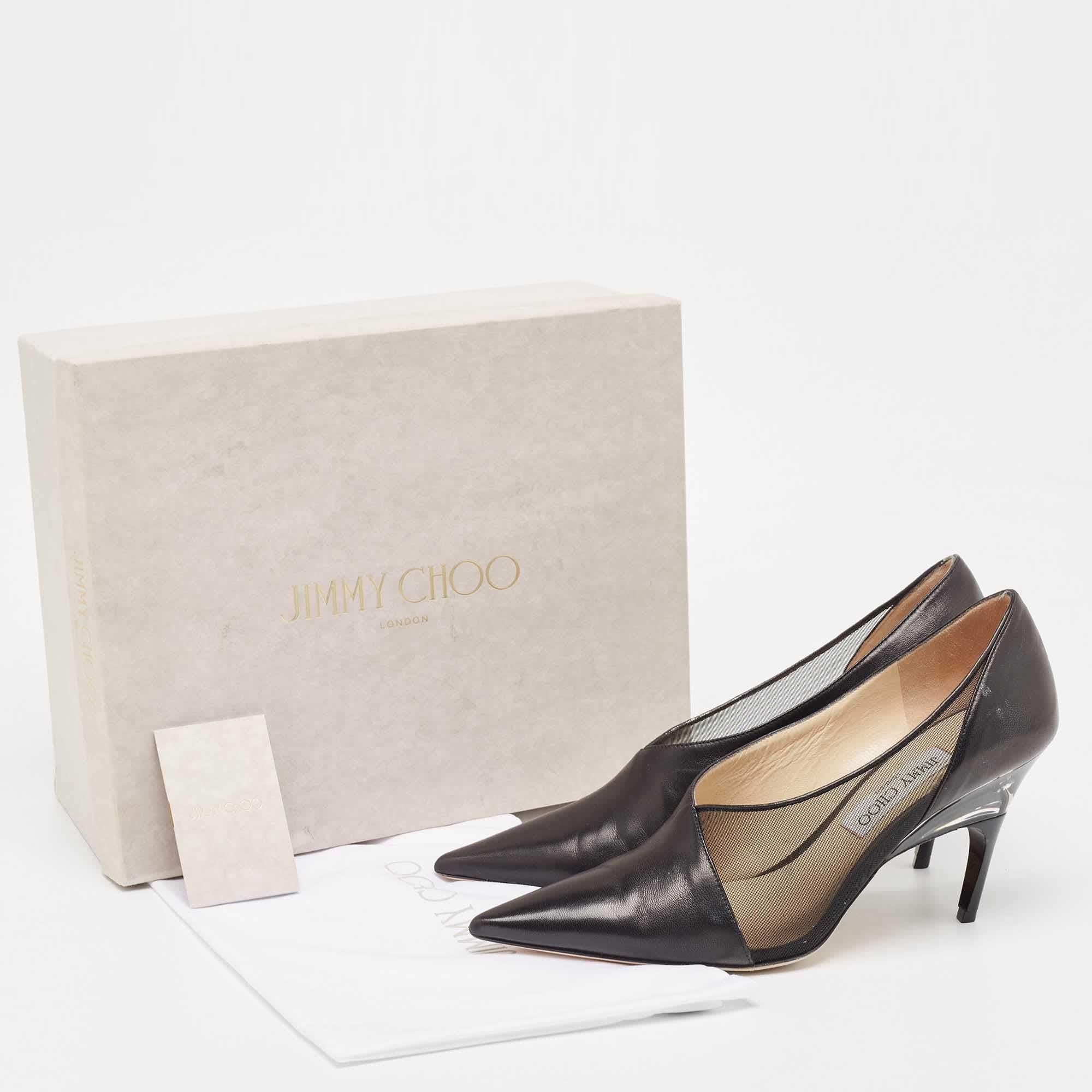 Jimmy Choo Black Leather Pointed Toe Pumps Size 41 For Sale 5