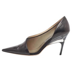 Used Jimmy Choo Black Leather Pointed Toe Pumps Size 41