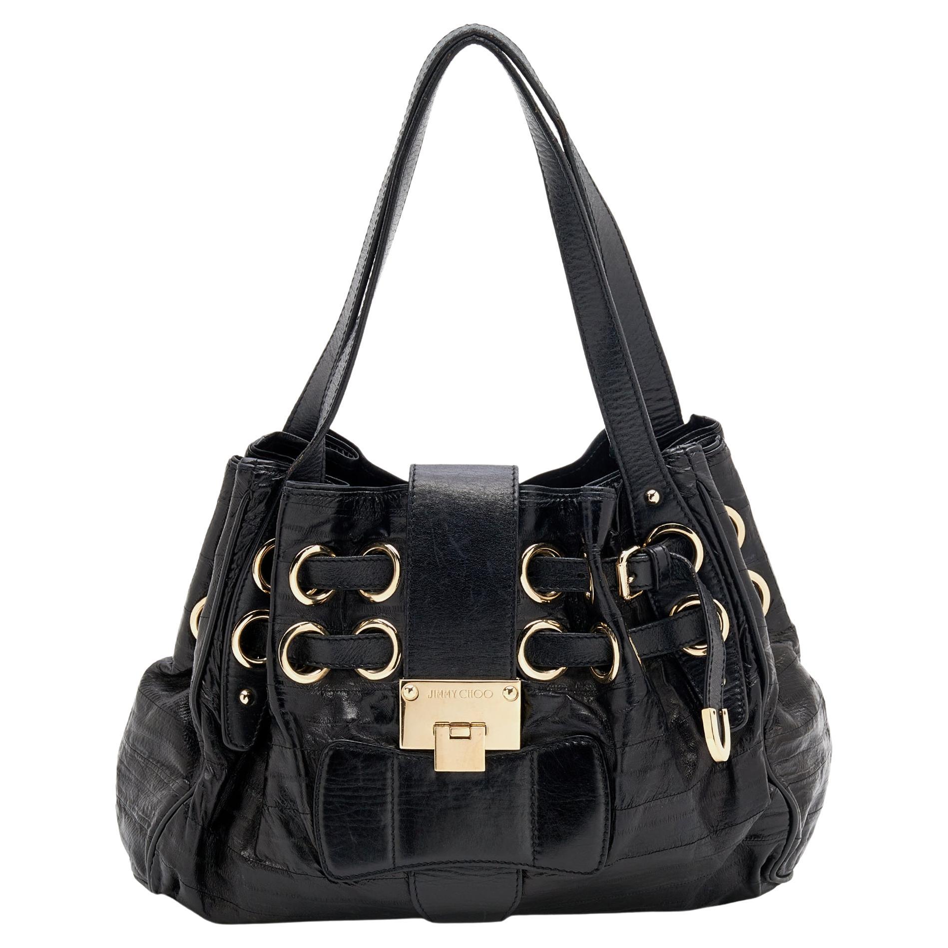 Jimmy Choo Black Leather and Suede Mona Tote at 1stDibs