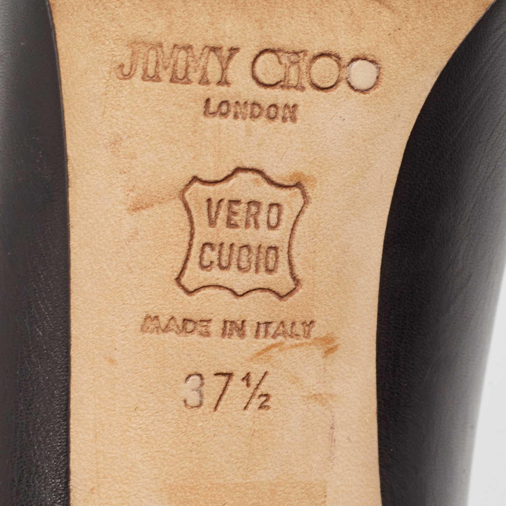 Jimmy Choo Black Leather Round Toe Pumps Size 37.5 4