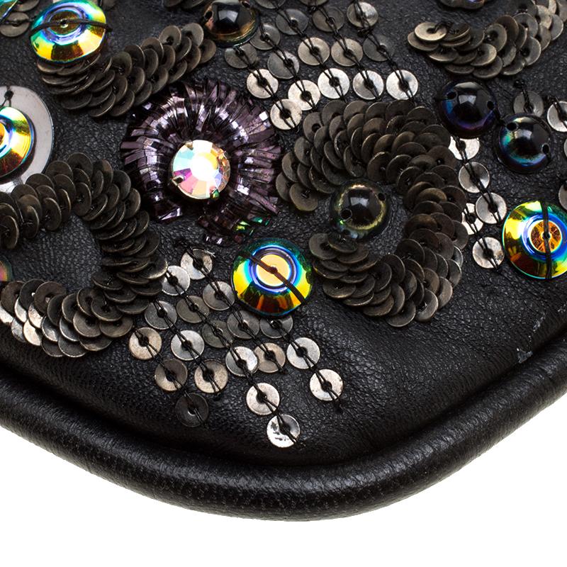 Jimmy Choo Black Leather Sequin Embellished Crossbody Bag 6