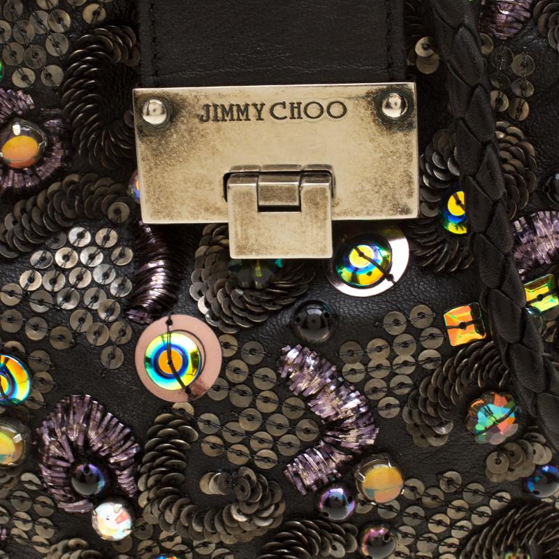 Jimmy Choo Black Leather Sequin Embellished Crossbody Bag 1