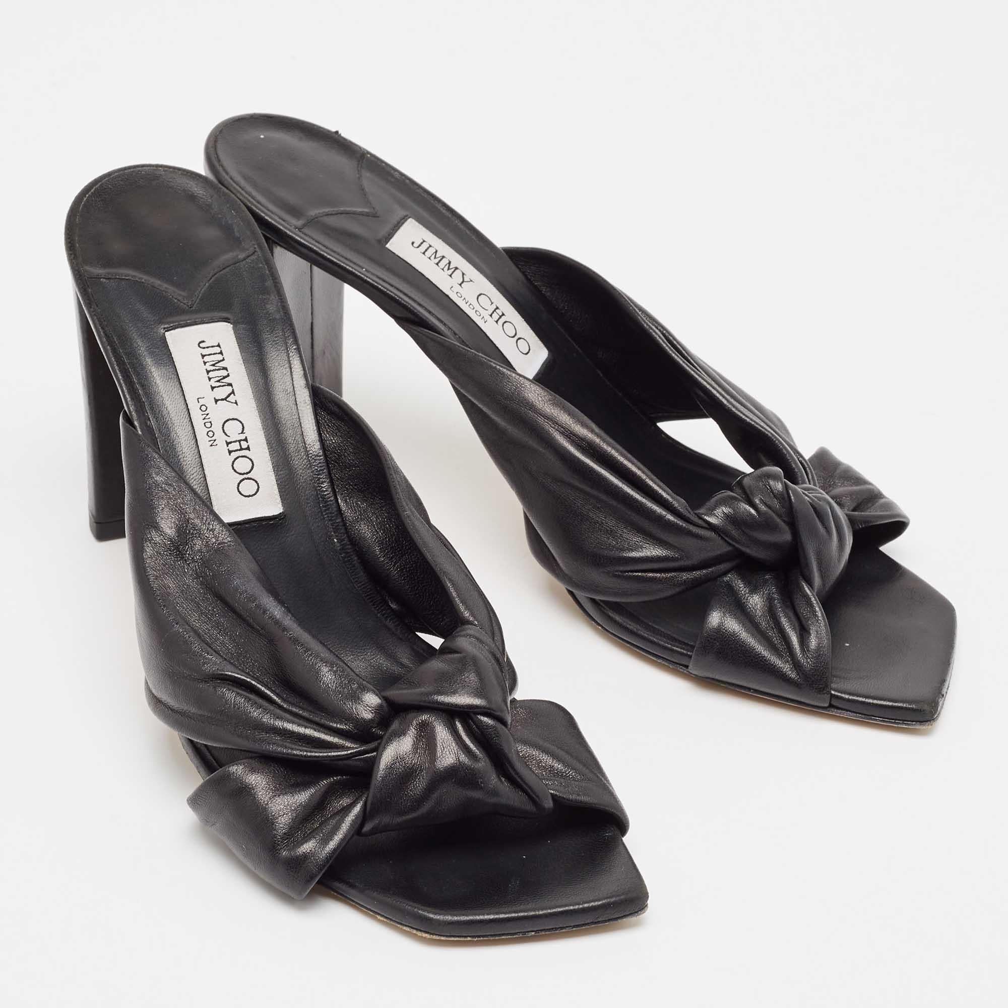 Women's Jimmy Choo Black Leather Slide Sandals 41