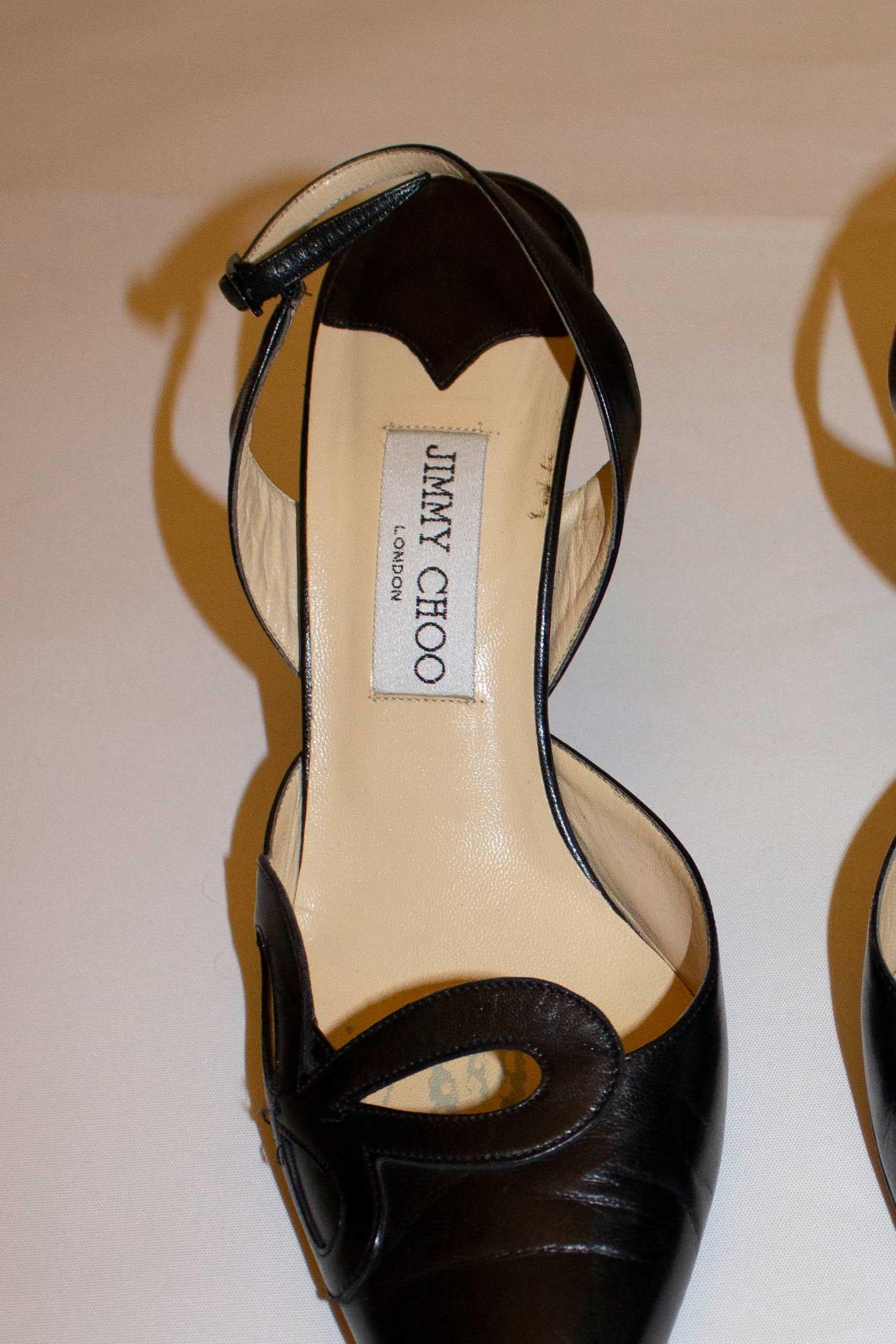 Jimmy Choo Black Leather Sling Back Shoes Size 40 For Sale 2