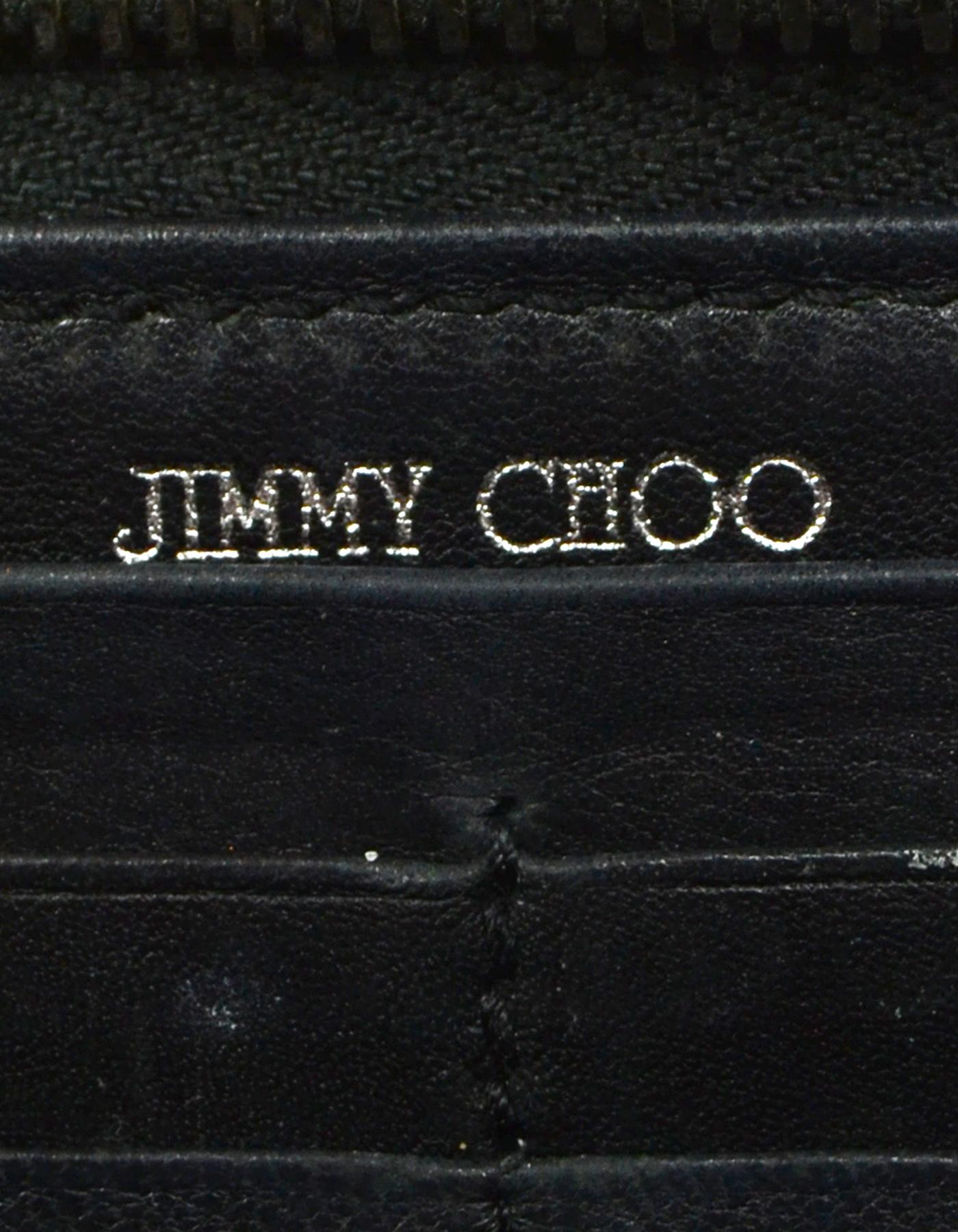 Jimmy Choo Black Leather Star Studded Zip Around Wallet  1