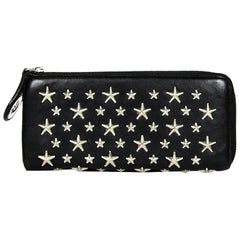 Jimmy Choo Black Leather Star Studded Zip Around Wallet at 1stDibs