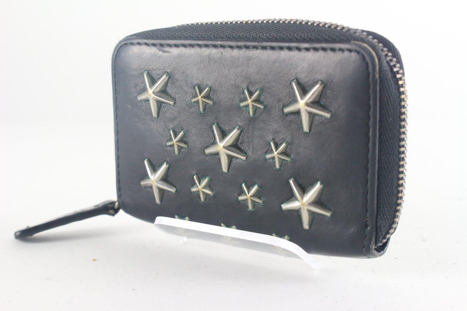 JIMMY CHOO Black Leather Star Zippy Wallet 1JC726K For Sale 8