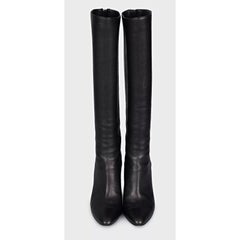 Jimmy Choo Black Leather Stiletto Boots EU 36.5 with Side Zip