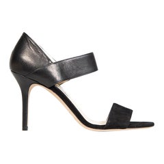 Jimmy Choo Black Leather Strap Heeled Sandals Size IT 40