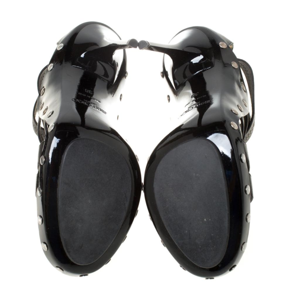 Women's Jimmy Choo Black Leather Strappy Back Zip Sandals Size 38