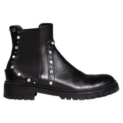 Jimmy Choo Black Leather Studded Chelsea Boots Size IT 39.5