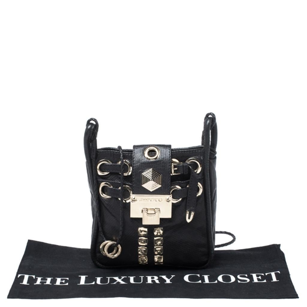 Jimmy Choo Black Leather Studded Crossbody Bag 7