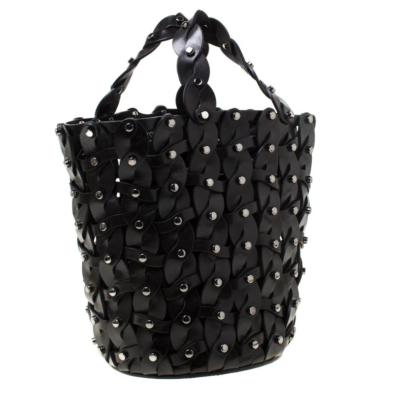 black leather studded crossbody bag