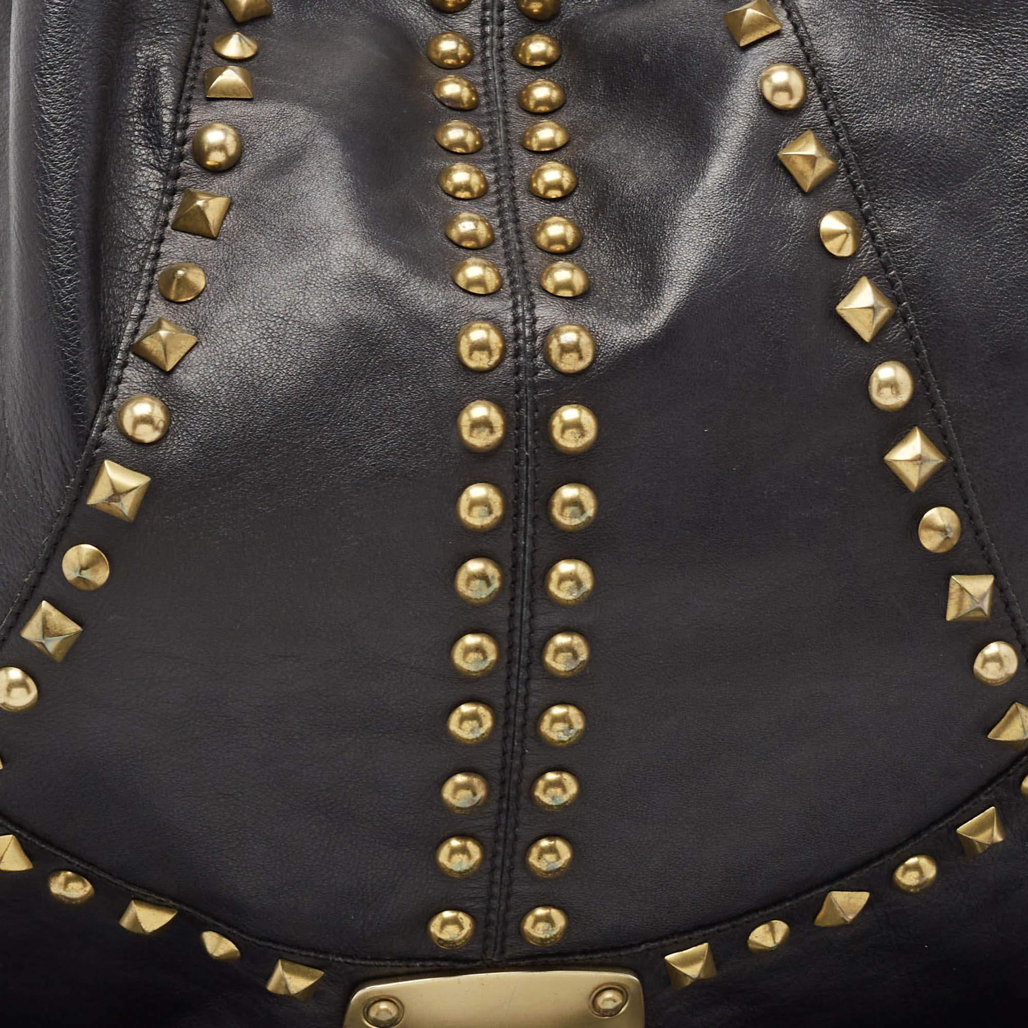 Jimmy Choo Black Leather Studded Hobo 1