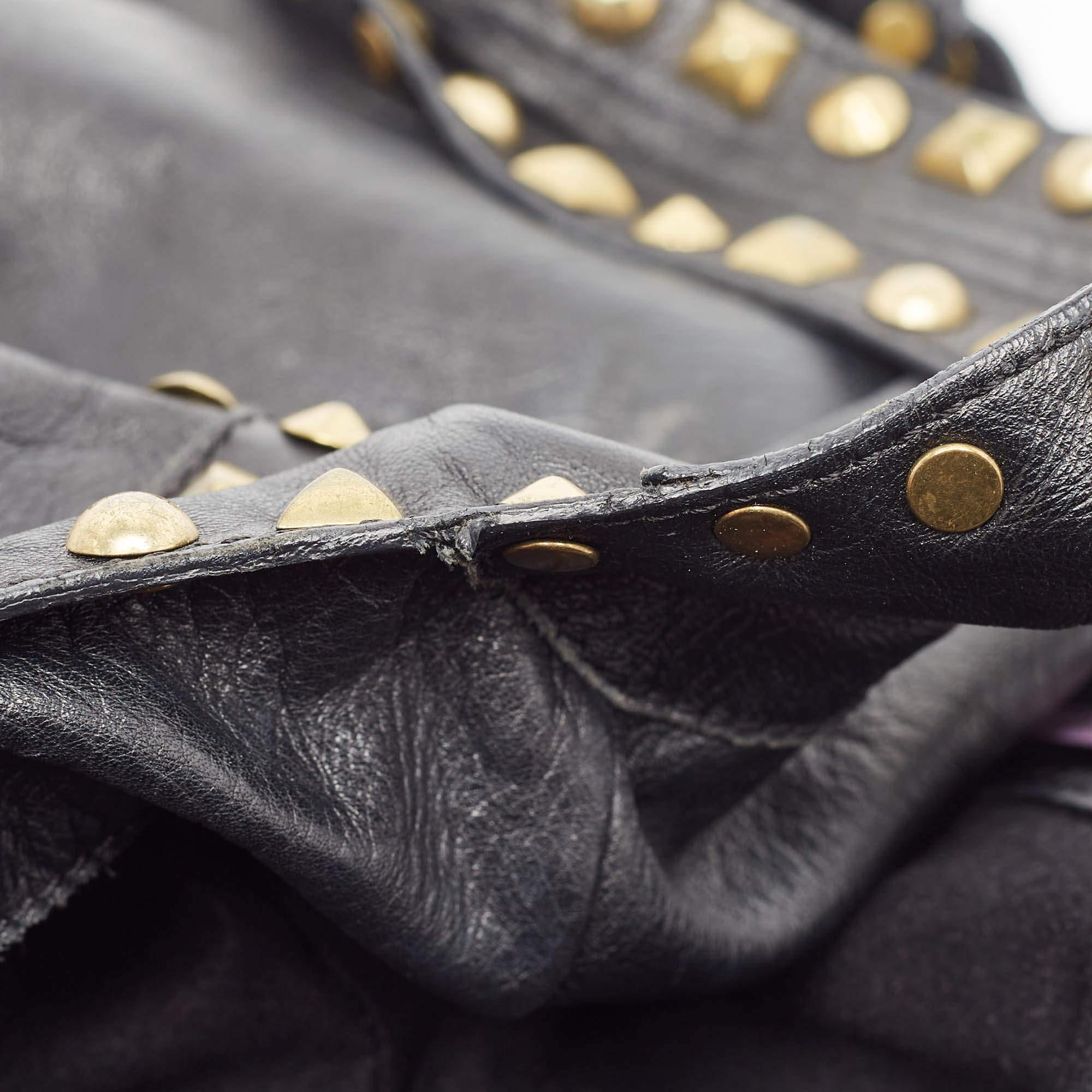 Jimmy Choo Black Leather Studded Hobo 4