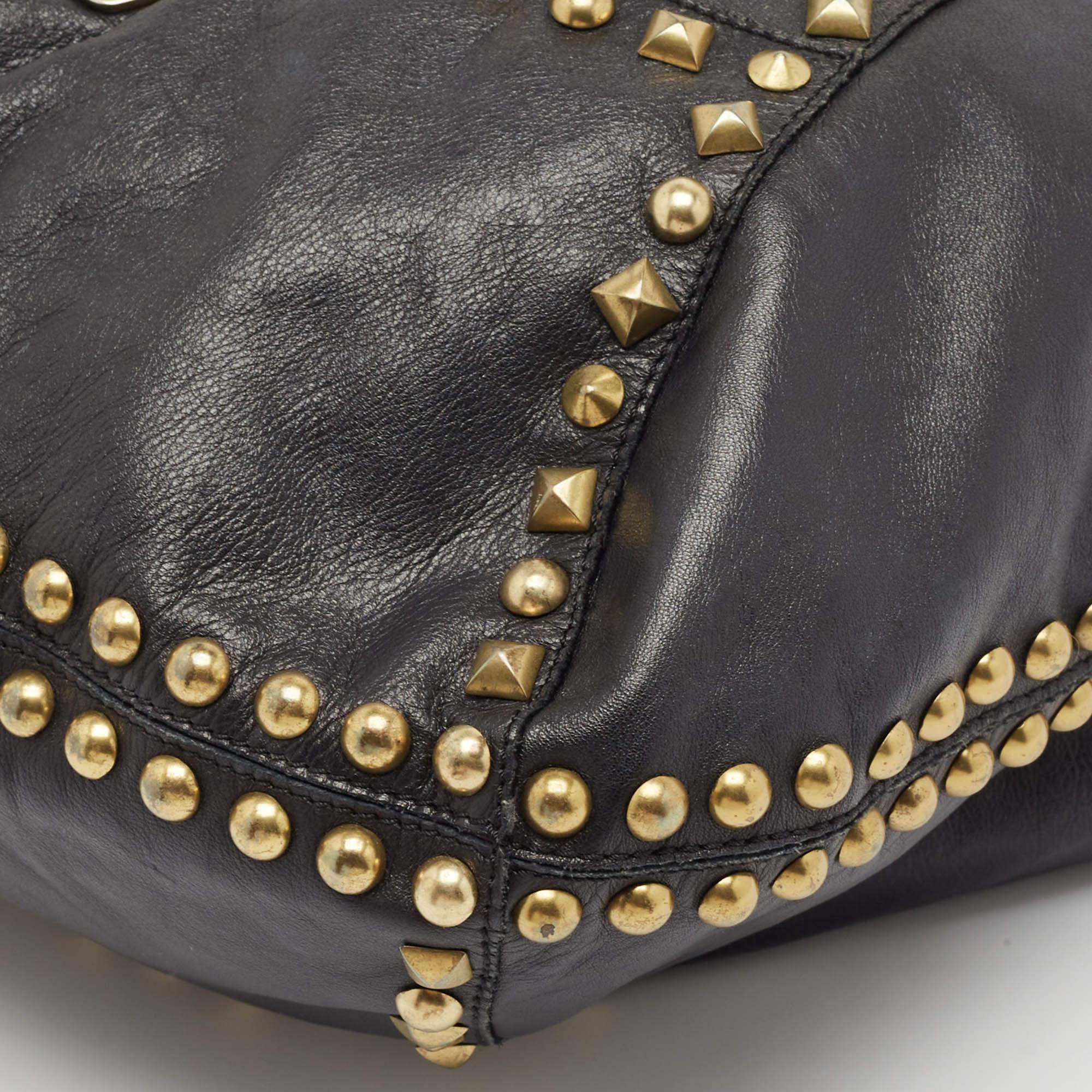 Jimmy Choo Black Leather Studded Hobo 5