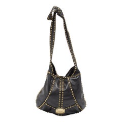 Jimmy Choo Black Leather Studded Hobo