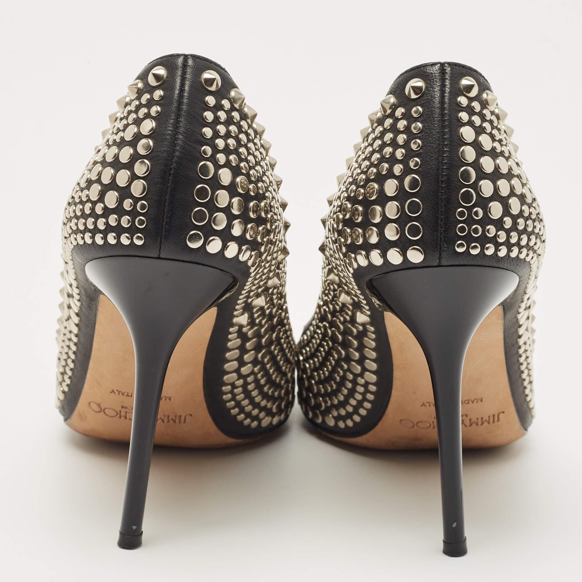 Jimmy Choo Black Leather Studded Pumps Size 37 1