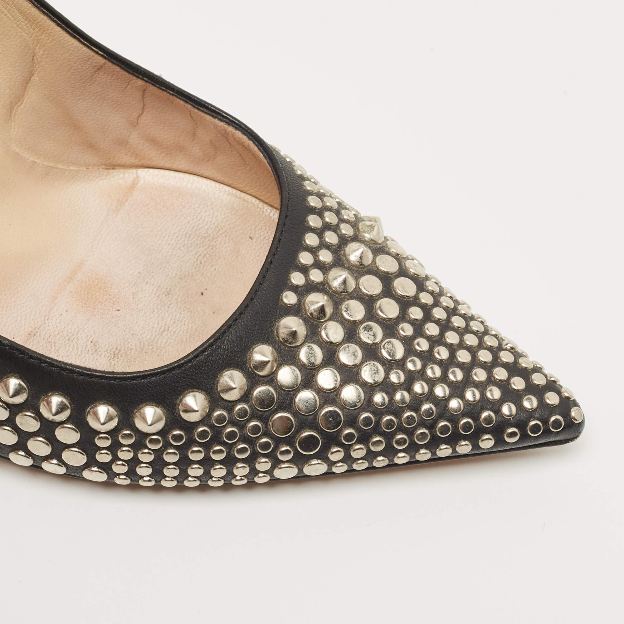 Jimmy Choo Black Leather Studded Pumps Size 37 3