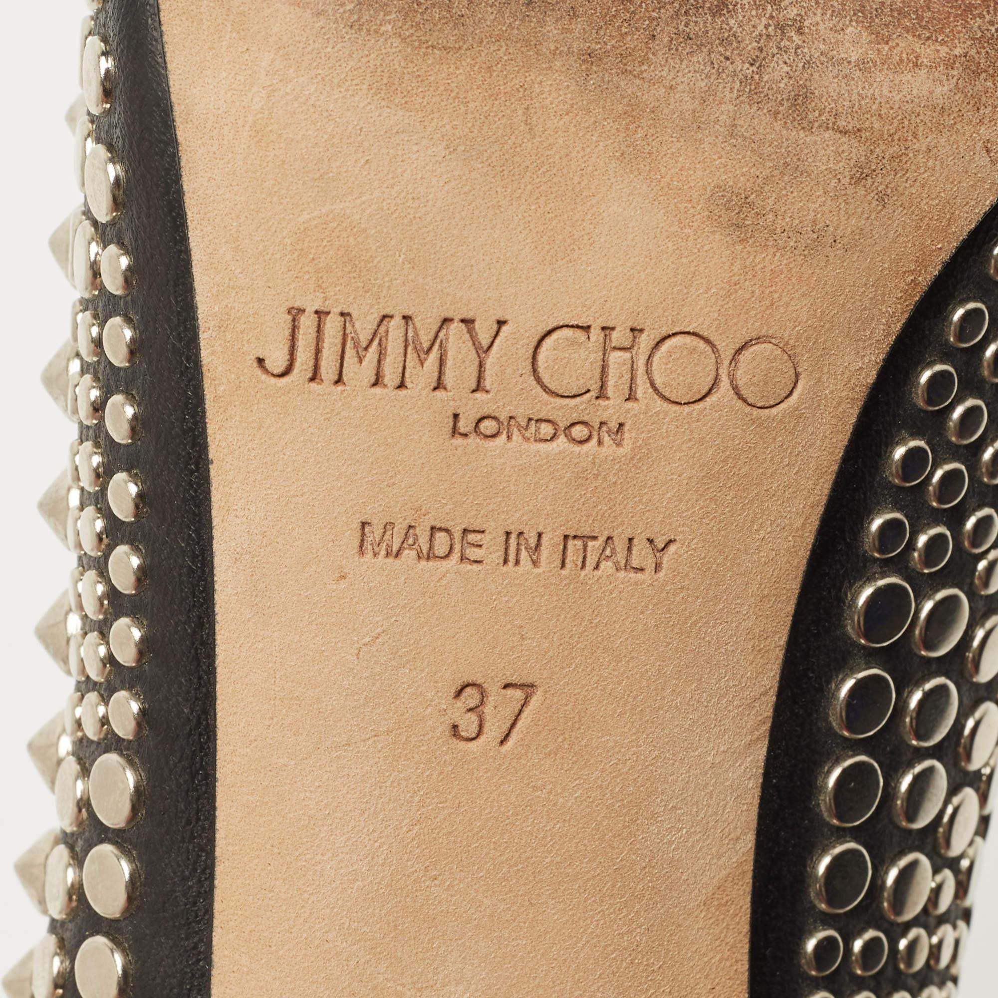 Jimmy Choo Black Leather Studded Pumps Size 37 4