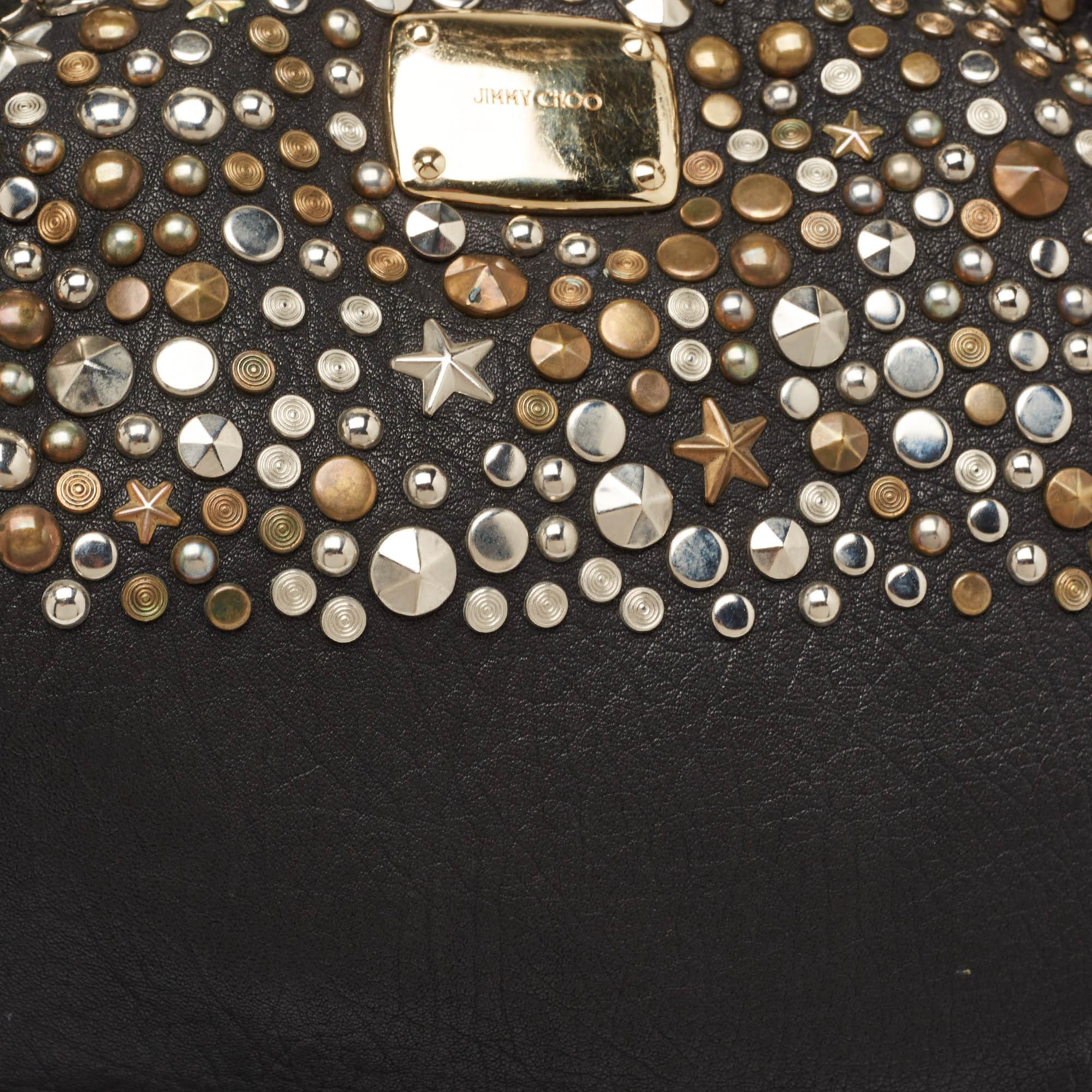 Jimmy Choo Black Leather Studded Sky Bangle Hobo 1