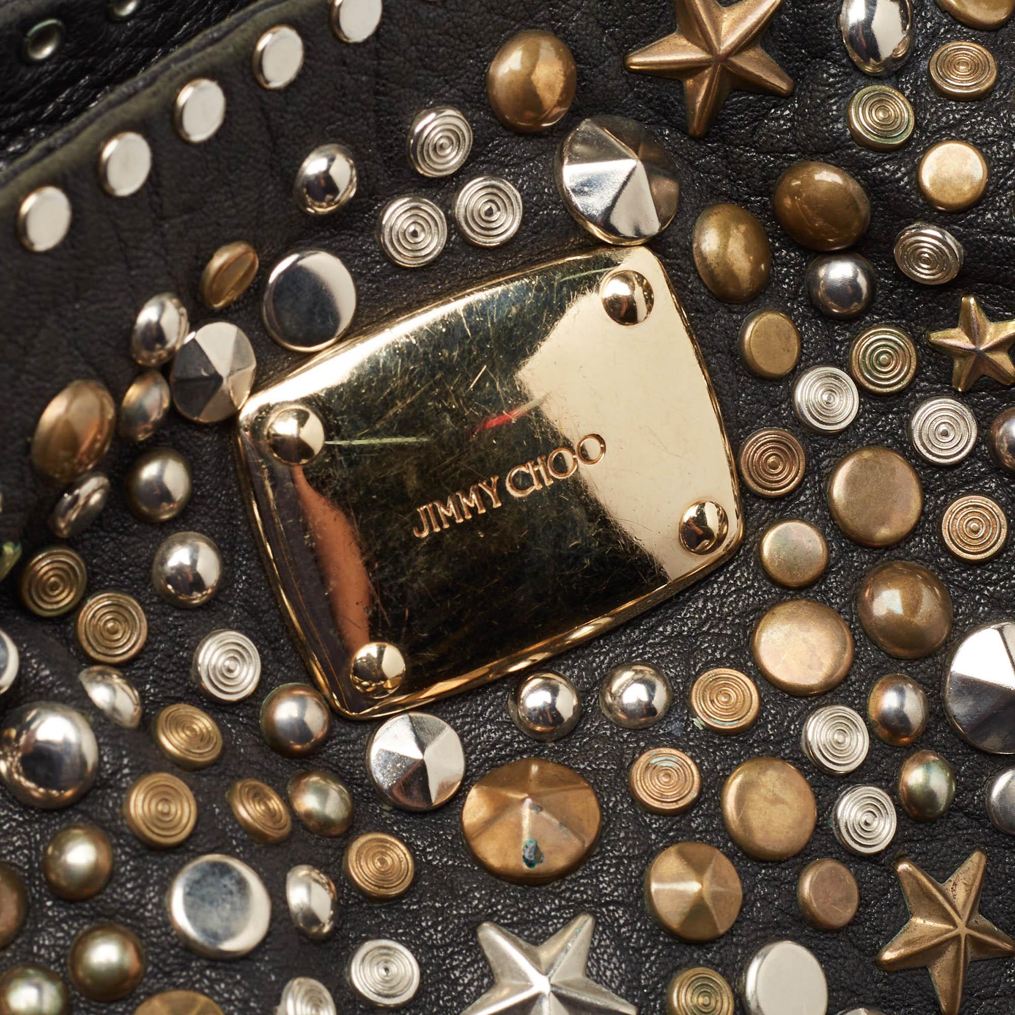 Jimmy Choo Black Leather Studded Sky Bangle Hobo 3