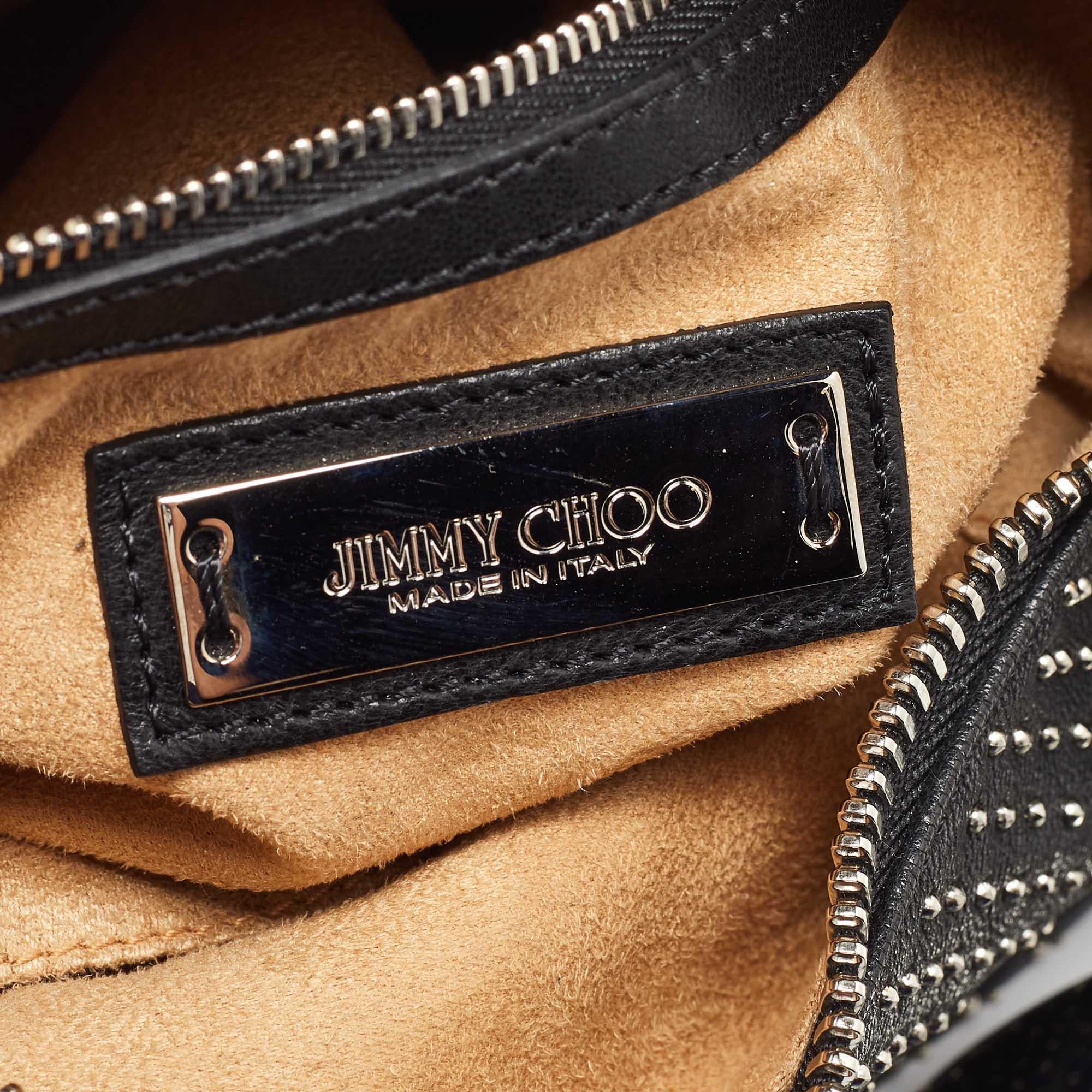 Jimmy Choo Black Leather Studded Solar Hobo 6