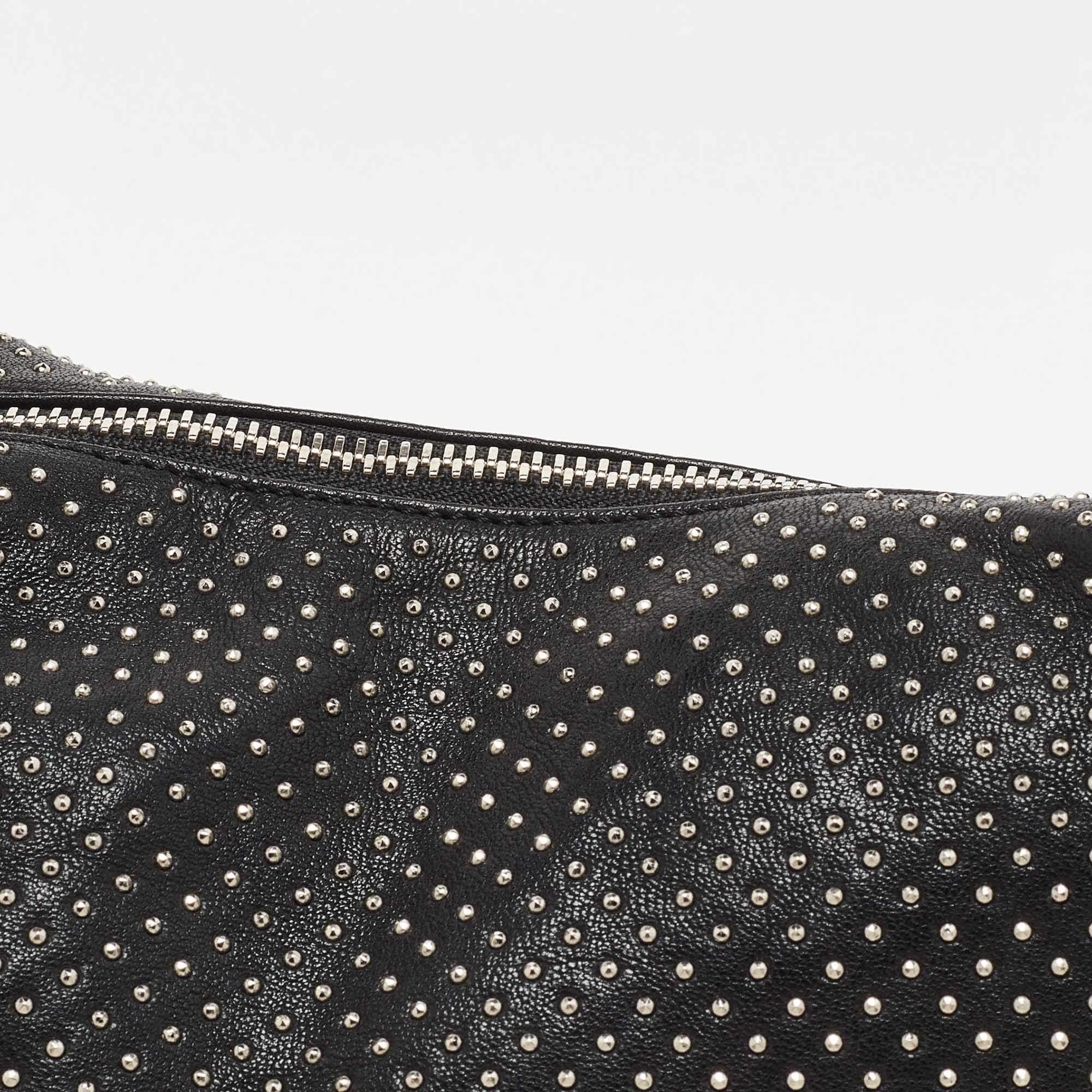 Jimmy Choo Black Leather Studded Solar Hobo 1