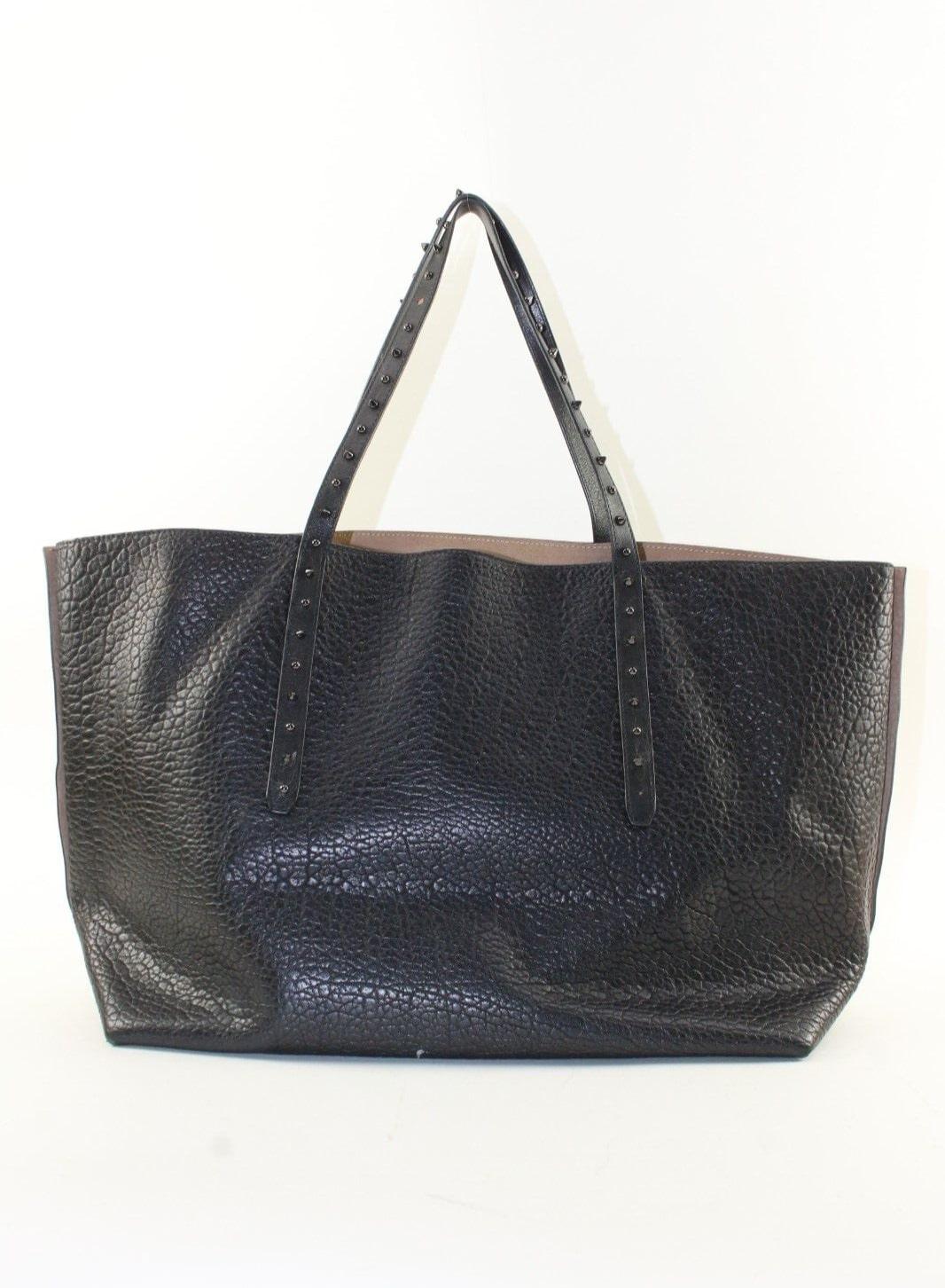 JIMMY CHOO Black Leather Studded Tote Spike Grommet Rivet 4JC1220K In Good Condition For Sale In Dix hills, NY
