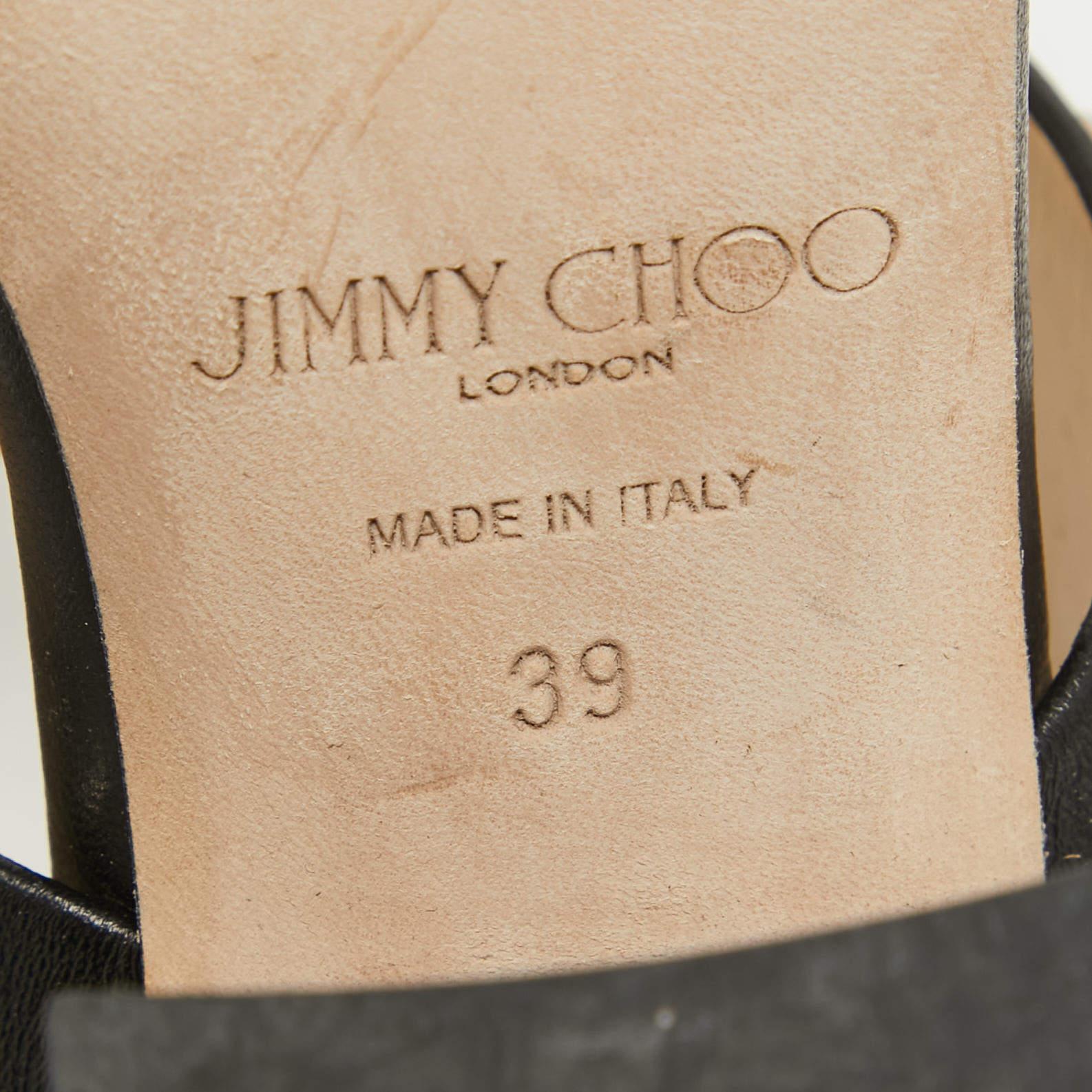 Jimmy Choo Black Leather Studs Embellished Mules Size 39 4