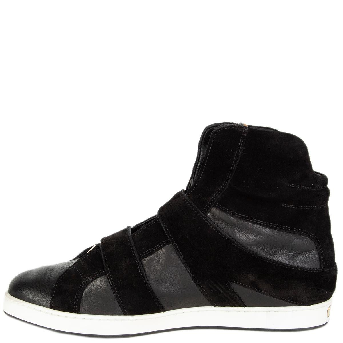 Women's JIMMY CHOO black leather & suede YAZZ High-Top Sneakers Shoes 39