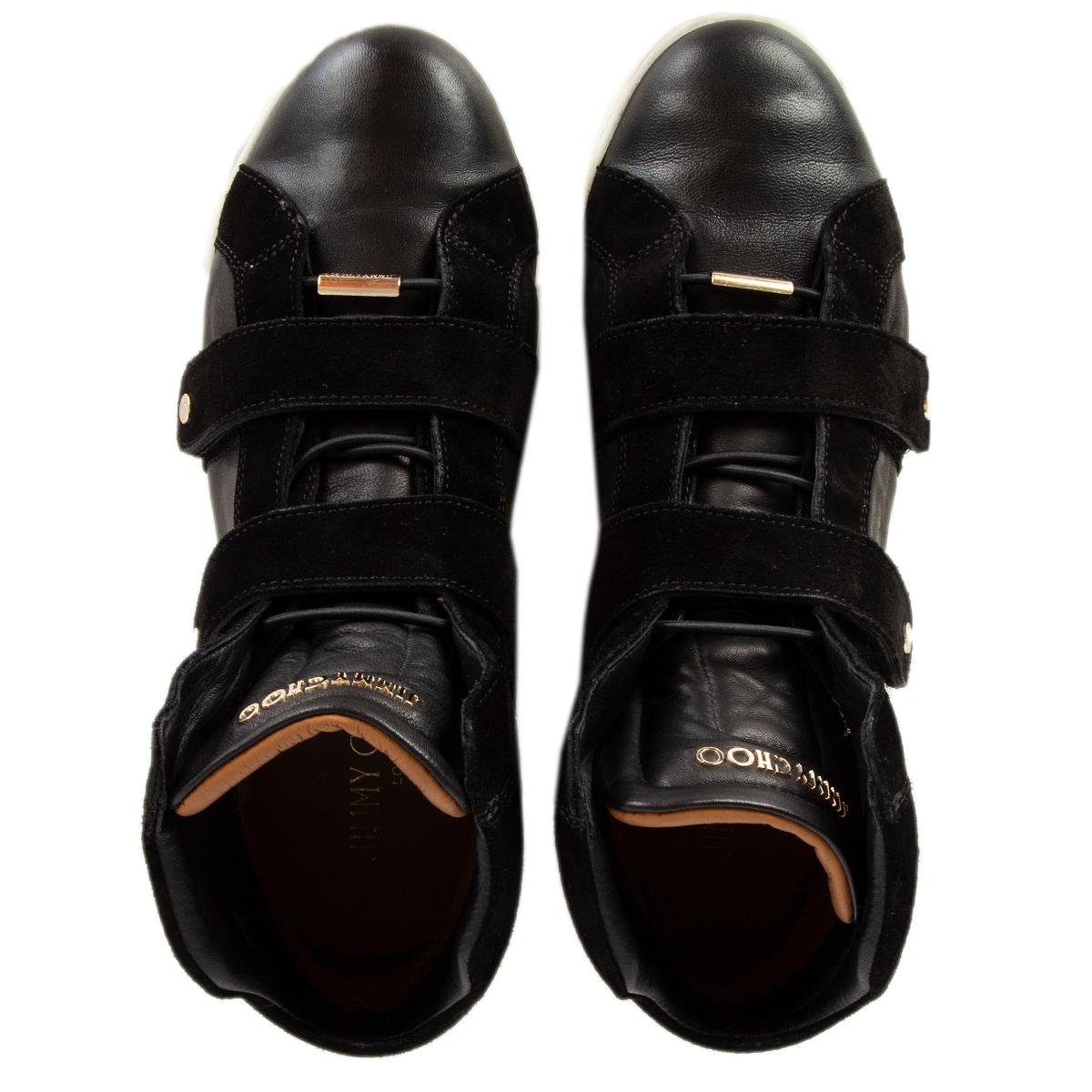 JIMMY CHOO black leather & suede YAZZ High-Top Sneakers Shoes 39 2