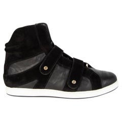 JIMMY CHOO black leather & suede YAZZ High-Top Sneakers Shoes 39